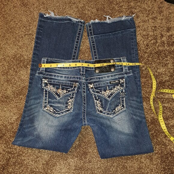 Miss Me Mid-rise Boot Jeans With Embroidery,Riveting, Rhinestones &Flap Pockets - Picture 7 of 14